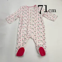 ap9865 OBAiBi オバイビ BABY ベビー ロンパース 70 9M 71cm 白 ホワイト ピンク  花柄 前ファスナー 靴下一体 暖かい 柔かい 長袖 9ヶ月 OBAÏBIのサムネイル