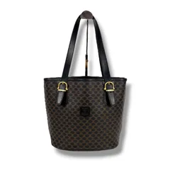 セリーヌ　CELINE バケツ型　トートバッグ　ショルダーバッグ　ブラックマカダム柄　PVCレザー　バケット