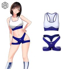 プレデターラットスタイルロゴ半乳スポーツブラ〈グレー〉&ハーフ