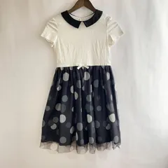 【美品】組曲　キッズ　ワンピース　150  ホワイト×ブラック　綿100% チュールスカート　入学式　発表会