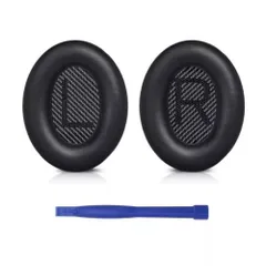 汎用品 ボーズBose QuietComfort 35 QC35 II 用 交換イヤーパッド左右セット/グレイ濃紺または黒/スライブ/工具付き