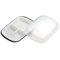 小森樹脂(Komorijushi) 食器 弁当 楽弁 フード付き ランチプレート 角型 ダークブラウン 約幅26×奥行18×高さ5cm フタ付きだからラップなしでOK 日本製