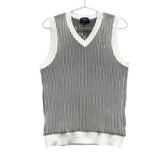 サイズ：1 PEARLY GATES パーリーゲイツ  Vネック ニットベスト ストライプ柄 ネイビー系 [240101529723] ゴルフウェア レディース ストスト