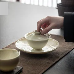 雍正緑地琺瑯彩の蓋碗茶託一セットで 蓋付き茶器 飲茶食器 中国茶器即