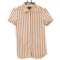 【美品】パーリーゲイツ 半袖シャツ 白×オレンジ ストライプ  レディース 1(M) ゴルフウェア PEARLY GATES