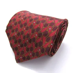 ランセル ブランド ネクタイ シルク ラケット 総柄 スポーツ PO メンズ レッド LANCEL