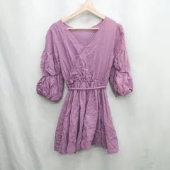◇ ◎ ⊂ Lily Brown リリーブラウン 七分袖 ミニ丈 ワンピース サイズF パープル系 レディース E  【1503050028301】
