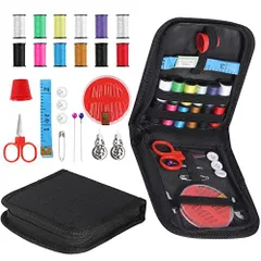 Annhua 裁縫セット 携帯式 ソーイングセット 裁縫道具 裁縫道具セット さいほうセット プロ裁縫道具 裁縫箱 縫い糸 12色糸 はさみ 指ぬき 糸通し 手芸diy 刺繍 裁縫 裁縫練習 衣類補修 旅行用 家庭用 収納ケース付き
