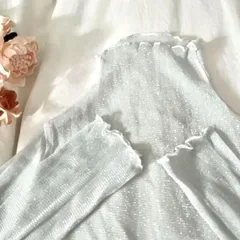 新品　ラメ　メロー　シアー　カットソー ホワイト　シアートップス 韓国　トップス