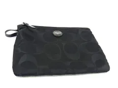 ■極美品■ COACH コーチ シグネチャー ナイロン マルチポーチ マルチケース 小物入れ レディース メンズ ブラック系 DF6412