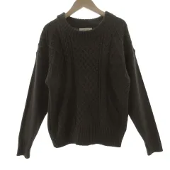 ナノユニバース nano universe ニット セーター クルーネック 長袖 ケーブル編み グレー F