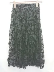 ◇ ⊇ ITS'DEMO イッツデモ フロッキー ロング丈 チュール スカート サイズF ブラック レディース E  【1411130009754】