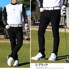 ゴルフパンツ メンズ ゴルフウェア ジャージ感覚パワーストレッチ スキニーパンツ チノパン チノパンツ 伸縮 スリム イージーパンツ ボトムス 大きいサイズあり 秋冬 春夏 ズボン 新作 人気 おしゃれ bt63 2-ブラック