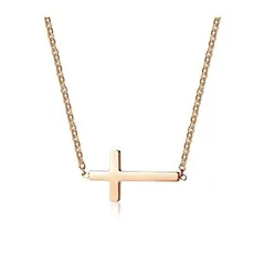 Rockyu ブランド 人気 ネックレス 18K ステンレス レディース ピンクゴールド 十字架 クロス レディースネックレス・ペンダント ハワイアン 誕生