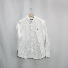 ◇ ⊇ GYMPHLEX ジムフレックス ロゴ刺<!-利用不可文字-!> 長袖 シャツ サイズ14 ホワイト メンズ E  【1502180003745】