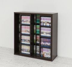 新品・送料無料》コミック収納 本棚 ガラス扉付き 書棚 ガラス扉付 