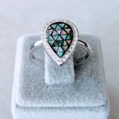 トルコ製 モザイクシェル リング 925silver（天然貝）