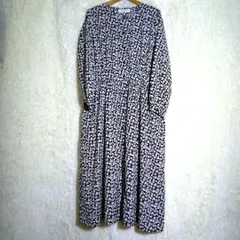 美品 レイカズン×ベルメゾン【L】マタニティパジャマ ロングワンピース 花柄 黒
