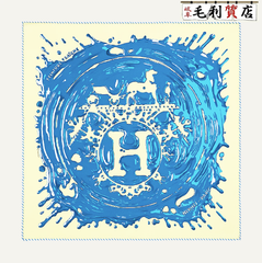 エルメス HERMES ペンチュールフレッシュスカーフ 45 カレ45 H柄 ブルー 892685S シルク100％【未使用】スカーフ