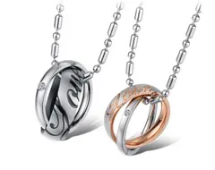 ダブルリング ネックレス ペンダント ピンクゴールド ペア メンズ レディース