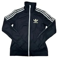 ★adidas★アディダス トラックジャケット ファイヤーバード トラックトップ ジャージ 黒 ブラック トレフォイルロゴ 白色ライン