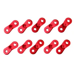 アルミ合金二穴紐調整バックル 弾性ジョイント ロープテンショナー テントロープ長さアジャスター 防風ロープ バックル キャノピー引き紐アクセサリー 傘コードバックル キャンプ用品 10個入り (レッド)