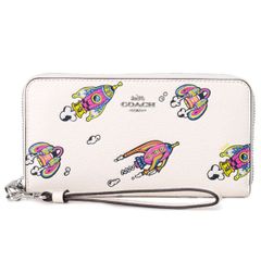 コーチ 長財布 COACH ぺブルレザー ロケット ラメ キラキラ リストレット ロング ジップ アラウンド 長財布 チャークマルチ CW486