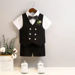 ☆ ブラック ☆ 100cm ☆ 子供スーツ5点セット フォーマルスーツ 男の子 ベストスーツ 男の子 5点セット 子供スーツ キッズフォーマル ベビーフォーマル おしゃれ かわいい ハーフパンツ 半ズボン 上下 セットアップ 発表会 演奏会 入園式 入学式