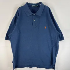 古着 90's/90年代 ポロバイラルフローレン Polo by Ralph Lauren 鹿の子 半袖 ポロシャツ ワンポイント ロゴ 刺繍 大きいサイズ 2ボタン XLT  ブルー系 無地 メンズ