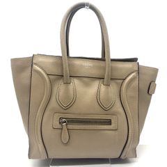 セリーヌ ハンドバッグ ラゲージ マイクロショッパー レディース カーフ ベージュ CELINE Bランク 中古