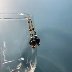 ピアス キャッツアイピアス(ブラウン)   ピアス イヤリング 樹脂ピアス （ゴールド） パワーストーン  ハンドメイド ◆