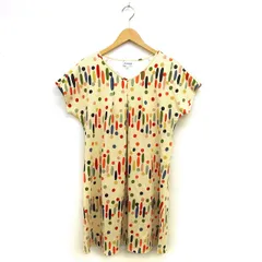 ホコモモラデシビラ Jocomomola de Sybilla Vネック フレア ワンピース ひざ丈 カラフル 水玉 ドット 半袖 40 クリーム /NT18