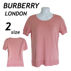 BURBERRY LONDON バーバリーロンドン レディース 半袖カットソー ニット 2 綿 コットン 刺繍ロゴ FBA06-211-12 ピンク系 (F05)★