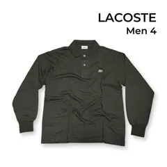 LACOSTE ラコステ ワンポイント 鹿の子  ポロシャツ 長袖 ダークブラウン 襟フライス 袖口フライス メンズ 日本製