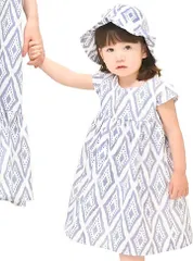 ３７．２℃　Ｂｉｎｅｔｓｕ 親子お揃い ワンピース ドレス ペアルック おそろい おでかけ キッズ ジオメトリック size6( ジオメトリック,  6)