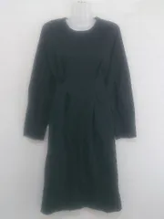 ◇ emi+ エミプラス ノーカラー 長袖 膝下丈 ワンピース ブラック レディース P  【1302160005581】