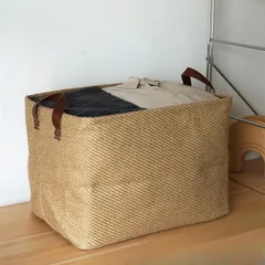 【新品】 雑貨かご 内側撥水 洗濯かご 折りたたみ 野菜ストッカー 38x27x28cm 小物収納ボックス ジュート 麻製カゴ インナーボックス 取っ手付き ランドリー バスケット 濃い茶色 単品（1個） 0