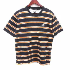 コンバース CONVERSE Tシャツ カットソー クルーネック ボーダー 半袖 L 紺 ネイビー 白 ホワイト オレンジ /YKのサムネイル