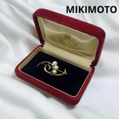 美品✨ ミキモト ブローチ 真珠 アコヤパール 3珠 K14 ゴールド