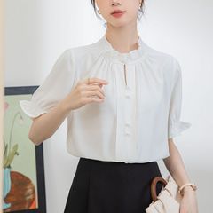 韓国 ounce seoul half blouse オンス ギャザーブラウス - メルカリ