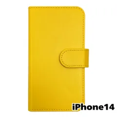 【新品未使用】 iPhone14 アイフォン14 手帳型スマホ ケース PUレザー スムースレザー (カバー色イエロー) 無地 黄色 シンプル おしゃれ かわいい カード収納 携帯カバー flip2-muji-ip14-ye