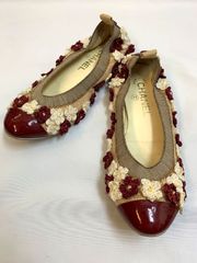 CHANEL　シャネル　ココマーク　フラワー　パテント　バレエシューズ　フラット　パンプス 　シューズ　靴