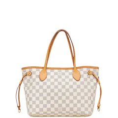 ルイ ヴィトン ダミエ アズール ネヴァーフルPM トートバッグ ショルダーバッグ N51110 ホワイト PVC レザー レディース LOUIS VUITTON【1-0231055】