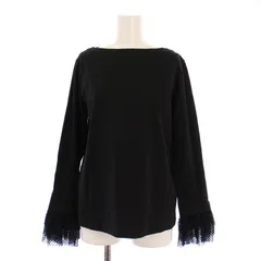 ミュベール muveil ハートパッチロングスリーブ カットソー 長袖 ボートネック 無地 袖シアー シースルー 切替 ストレッチ 38 黒 ブラック タグ付き /BBのサムネイル