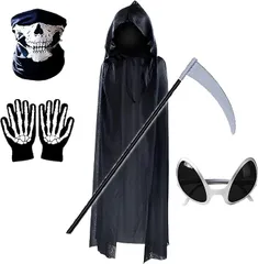 死神 コスプレ 5点 セット ハロウィン マント フェイスマスク 手袋 かま サングラス セット