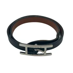 ■極美品■ HERMESビーアピ ドゥブルトゥール レザー ゴールド金具ブラック レザーブレスレット 《ビーアピ》 ドゥブルトゥール | Hermès