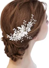 TIGLOSS ティグロス 髪飾り ヘアアクセサリー 結婚式 花嫁 ウェディング フラワー ブライダル おしゃれ 専用BOX付(white silver,  フリー)