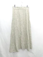 ◇ Θ THE SHOP TK ザ ショップ ティーケー 総柄 ロング フレア スカート サイズM グリーン系 レディース E  【1501160034410】