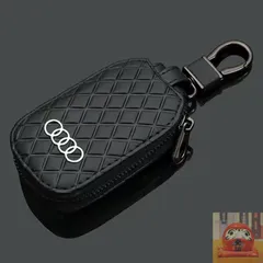 【新品未使用】◆アウディ AUDI◆ブラック◆キーケース スマートキー レザーキーケース 車用 鍵 収納 ラウンドファス ナー 軽量 キーホルダー aado qtm