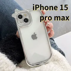 ［ショップス］iPhone15 pro max スマホケース シルバー  銀 クリア リボン シンプル 軽量 耐衝撃 透明 おしゃれ シンプル E024　E